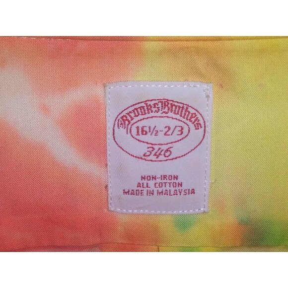 Brooks Brothers Mens Shirt BUTTON UP 16.5 Tie-Dye Multicolor BOHO VTG RARE - Picture 5 of 6